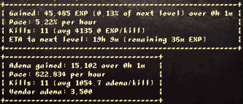 EXP and gold tracking commands